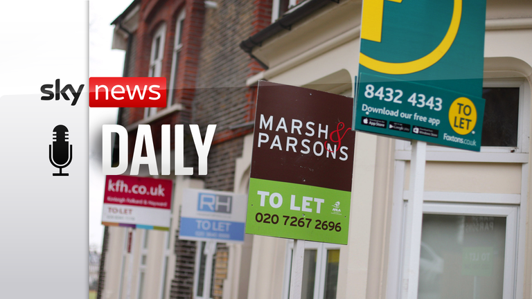 A row of letting agent signs placed outside houses. Around one in seven private renters in England have been hit by a rent hike in recent weeks, according to Shelter.  