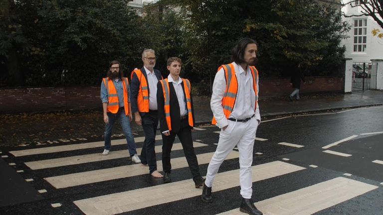 Just Stop Oil block famous Abbey Road zebra crossing 
