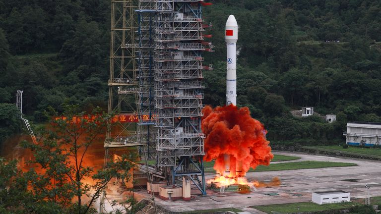 A rocket carrying the last satellite of the BeiDou navigation satellite system blasts off from China&#39;s Sichuan Province in 2020. Pic: AP