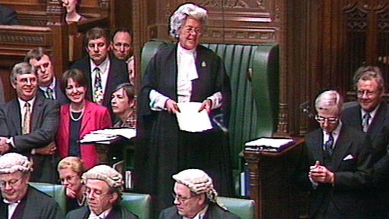 Video grab of Betty Boothroyd, marking her retirement as Speaker of the House of Commons with a valedictory speech to MPs. Miss Boothroyd, 70, announced earlier in the month that she would be relinquishing her post, which she has held for nearly eight years.  * ...before the House returns from its summer recess. Precedent requires Miss Boothroyd to make a valedictory statement to the House.