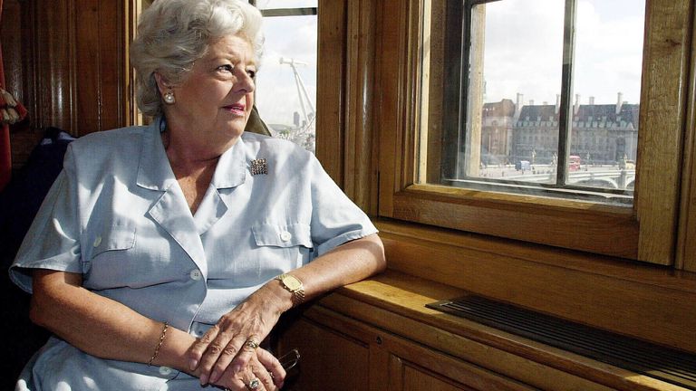 Betty Boothroyd relaxing on a window seat in her sitting room at Speakers House in the House of Commons. Miss Boothroyd, 71, the most famous Speaker in the history of British Parliament, bows out after eight years of drama,  laughter and turmoil.  *... in what is probably the most volatile job at Westminster.