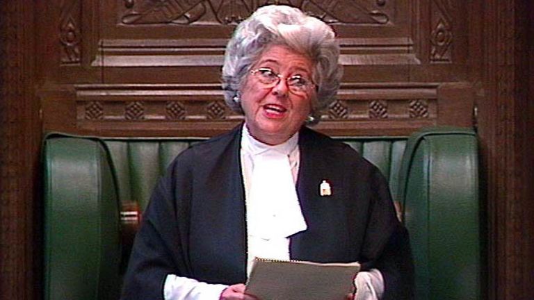 Betty Boothroyd, marking her retirement as Speaker of the House of Commons with a valedictory speech to MPs. Miss Boothroyd, 70, announced that she would be relinquishing her post, which she has held for nearly eight years.  *   before the House returns from its summer recess.  Precedent requires Miss Boothroyd to make a valedictory statement to the House.