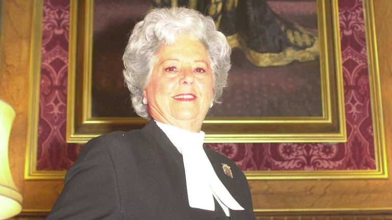 The speaker of the House of Commons Betty Boothroyd, photographed in her residence at Westminster this afternoon, Wednesday 12th July 2000.  