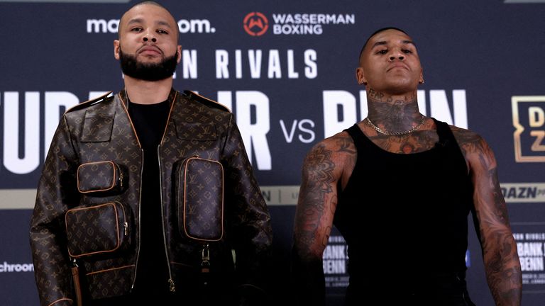 Chris Eubank Jr v Conor Benn - Press Conference - Glaziers Hall, London, Britain - August 12, 2022 Chris Eubank Jr and Conor Benn pose for a picture during the press conference Action Images via Reuters/Andrew Couldridge/File Photo