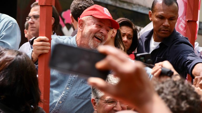 supporters of Lula da Silva in Sao Bernardo do Campo, a dormitory town on the edge of Sao Paulo city