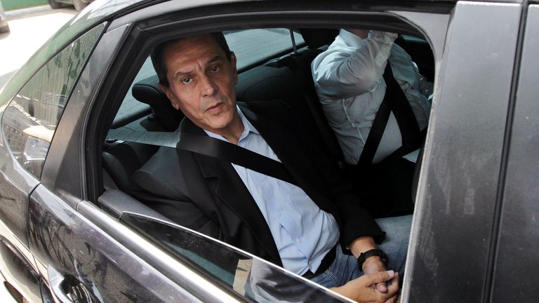 Brazilian former Congressman Roberto Jefferson, the whistleblower scheme "monthly allowance", leaves his home in a car