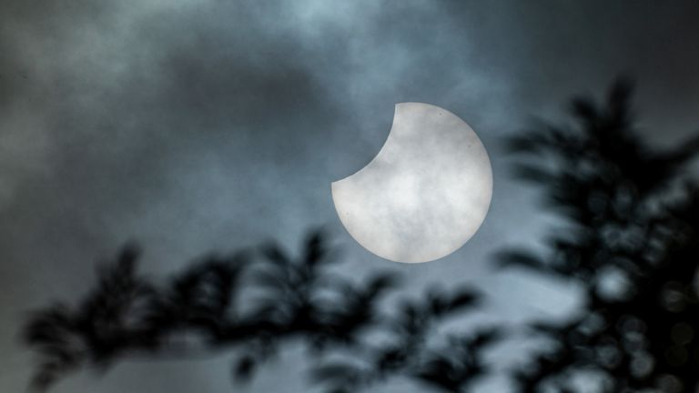 The sun over the skies of Bristol during a partial solar eclipse. Picture date: Tuesday October 25, 2022.
