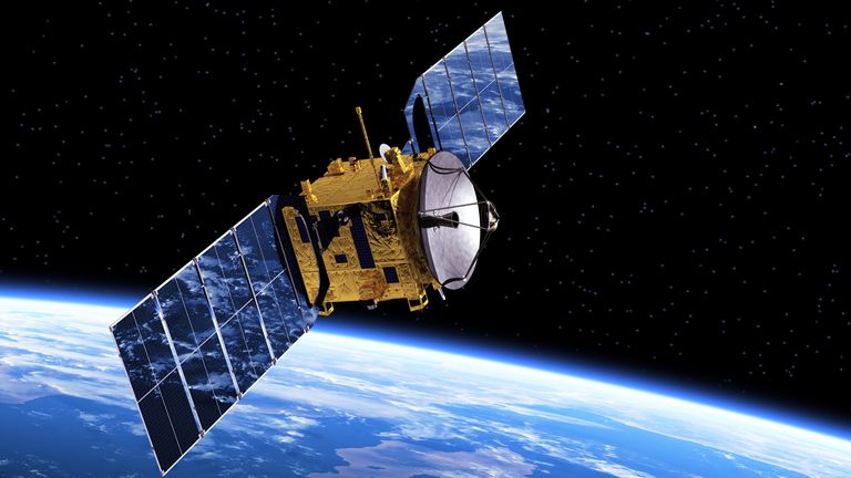 Communication satellite orbiting Earth. File pic