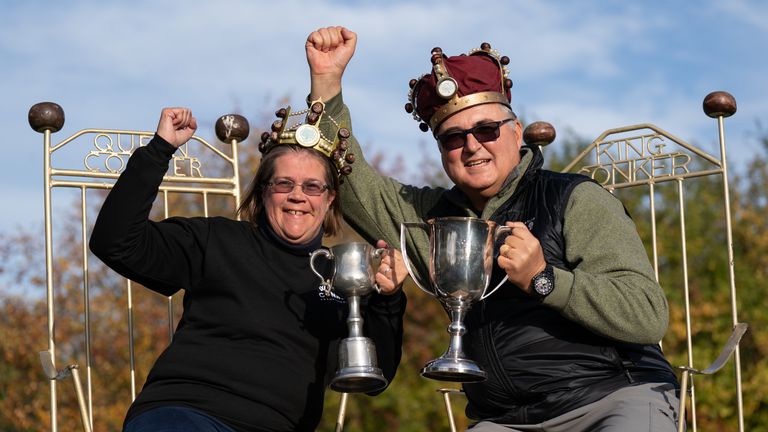 Womens champion Fee Aylmore and Mens champion Randy Topolinski from Calgary in Canada