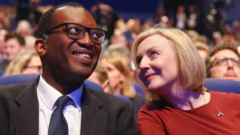 British Prime Minister Liz Truss and Chancellor of the Exchequer Kwasi Kwarteng attend the annual Conservative Party conference in Birmingham, Britain, October 2, 2022. REUTERS/Hannah McKay 