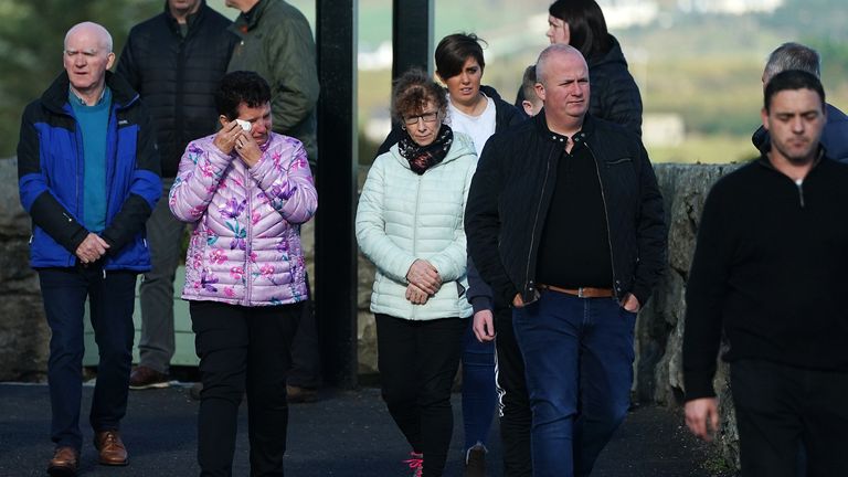 People leave St Michael&#39;s Church Creeslough after a Mass 