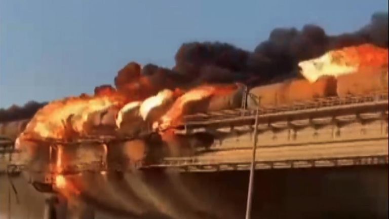 Key bridge linking Russia and Crimea hit by explosion 