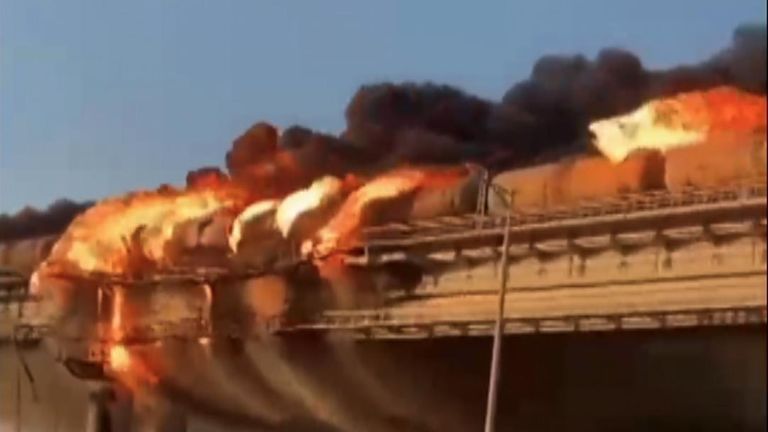 Key bridge linking Russia and Crimea hit by explosion