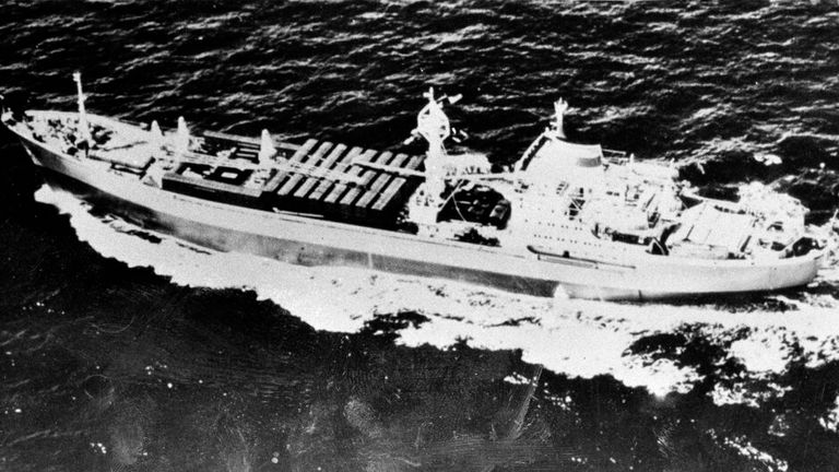 Soviet ships sail towards Cuba. Pic: AP