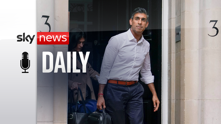 Conservative Party leadership candidate Rishi Sunak leaves his campaign office, in London
