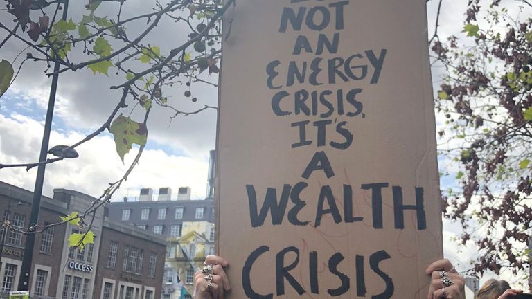 Handout photo of people taking part in the Enough is Enough rally in London to protest against rising energy bills and the cost of living crisis.  Date taken: Saturday, October 1, 2022.