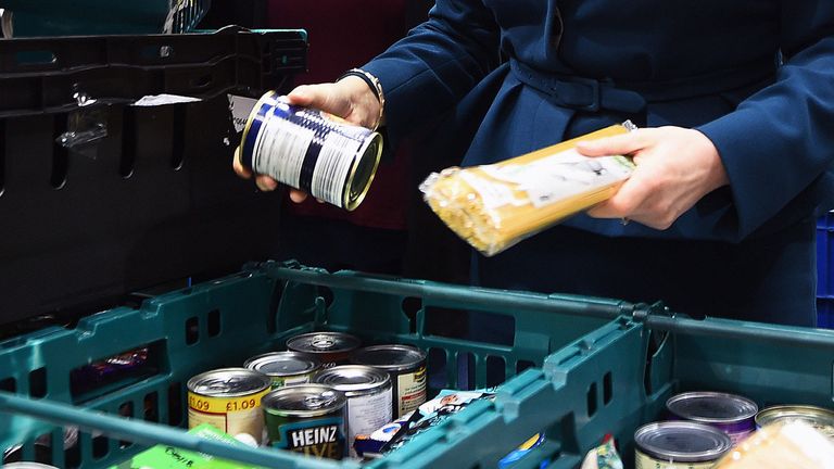 File Image of goods at a food bank. The gap has widened between the levels of deprivation experienced by people who grew up in affluent circumstances compared to those who grew up in poverty over a nine-year period, according to a report that looked at how poverty in Ireland and other EU countries persists from one generation to the next.Issue date: Monday October 17, 2022.