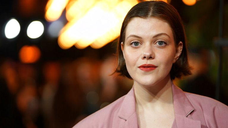 Georgie Henley poses for photographers upon arrival for the UK Gala Screening of the film &#39;The Woman King&#39; in London, Monday, Oct. 3, 2022. (Photo by Scott Garfitt/Invision/AP)