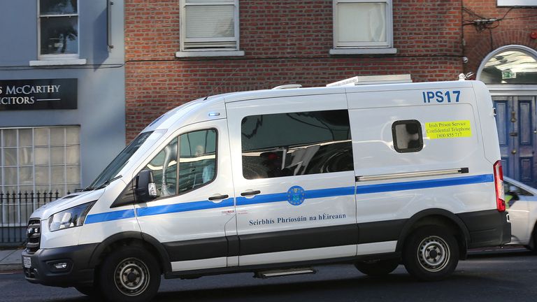 A prison van brings Gerry Hutch to court Pic: REUTERS 