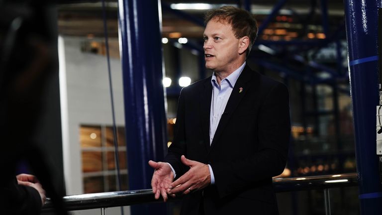 Grant Shapps speaking to the media ahead of the Conservative Party annual conference at the International Convention Centre in Birmingham. Picture date: Monday October 3, 2022.