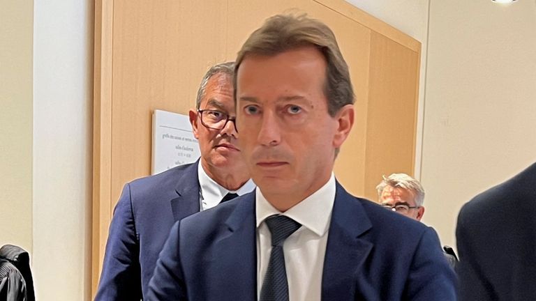 Airbus chief executive Guillaume Faury leaves the courthouse