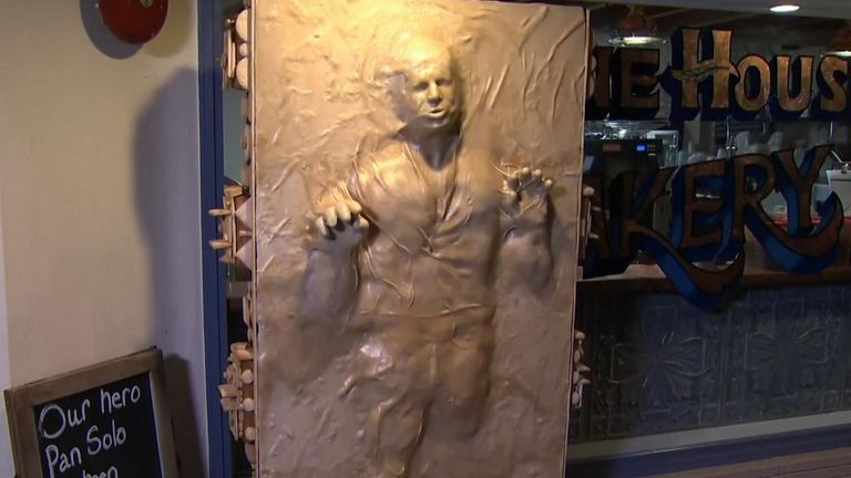 Star Wars character Han Solo is created in a six-foot bread sculpture