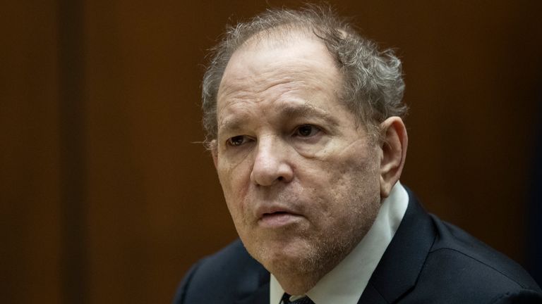 Harvey Weinstein in court at the Clara Shortridge Foltz Criminal Justice Center in Los Angeles, California