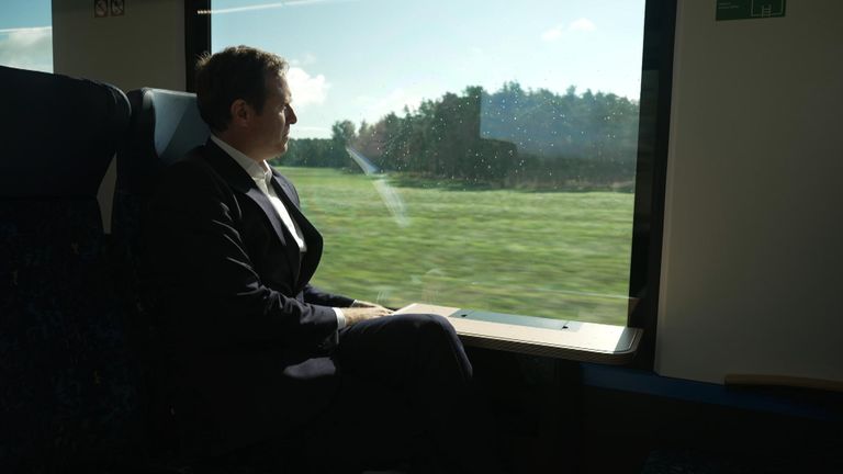 Ed Conway on a hydrogen train in Germany.
