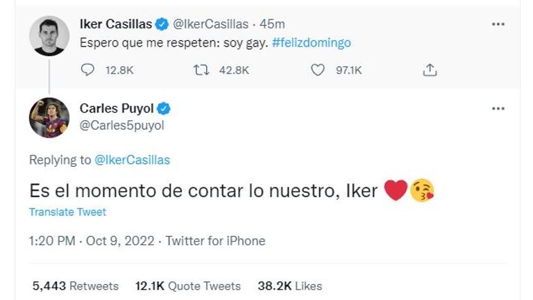 Iker Casillas tweet about being gay