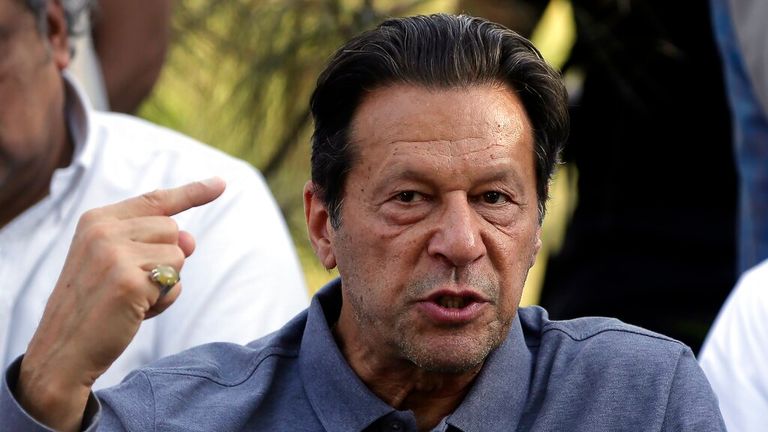Mr Khan pictured at a news conference in Islamabad in April this year Pic: AP 