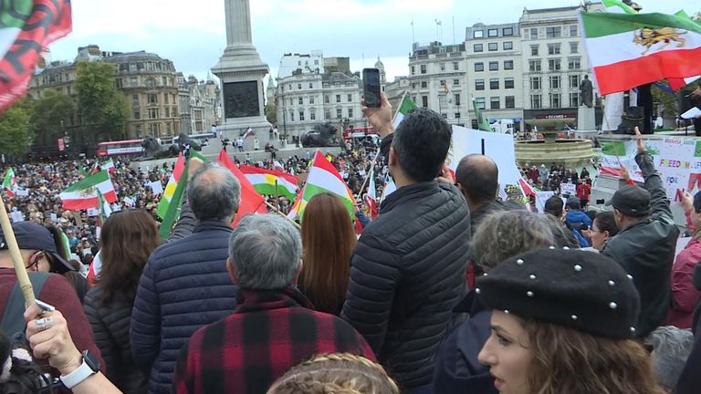 People take to streets in London in solidarity with Iran protests