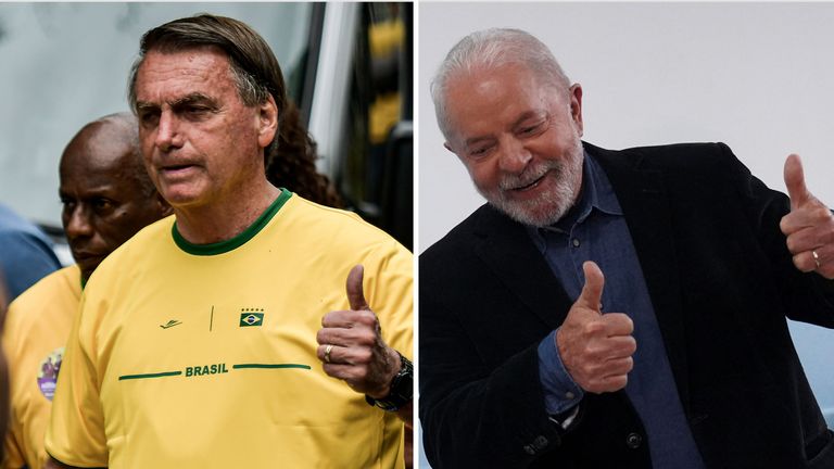 (L-R) Jair Bolsonaro and  Luiz Inacio Lula da Silva