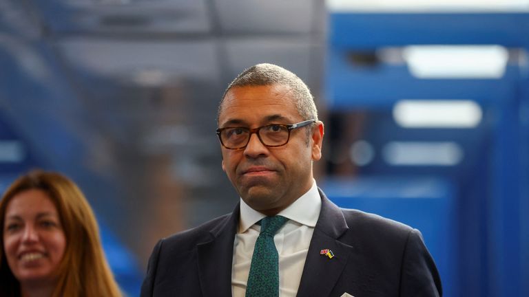 British Foreign Secretary James Cleverly attends Britain&#39;s Conservative Party&#39;s annual conference in Birmingham, Britain, October 3, 2022. REUTERS/Hannah McKay
