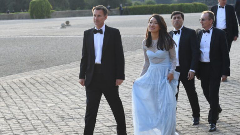 Jeremy Hunt and his wife Lucia at Belnheim Palace 