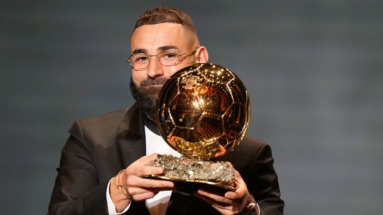 Karim Benzema: Real Madrid striker wins men's Ballon d'Or for first time, World News