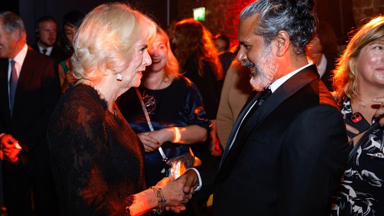 The Queen Consort meets Shehan Karunatilaka, author of ???The Seven Moons of Maali Almeida??? ahead of the Booker Prize 2022 winner ceremony at the Roundhouse, London. Picture date: Monday October 17, 2022.