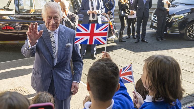 King Charles III speaks to young children as he and the Queen Consort visit Project Zero in Walthamstow, east London. Picture date: Tuesday October 18, 2022.
