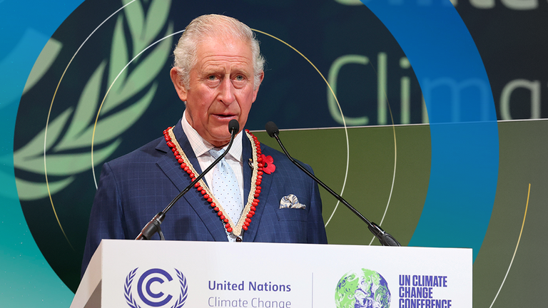 King Charles at COP26 in Glasgow in November 2021