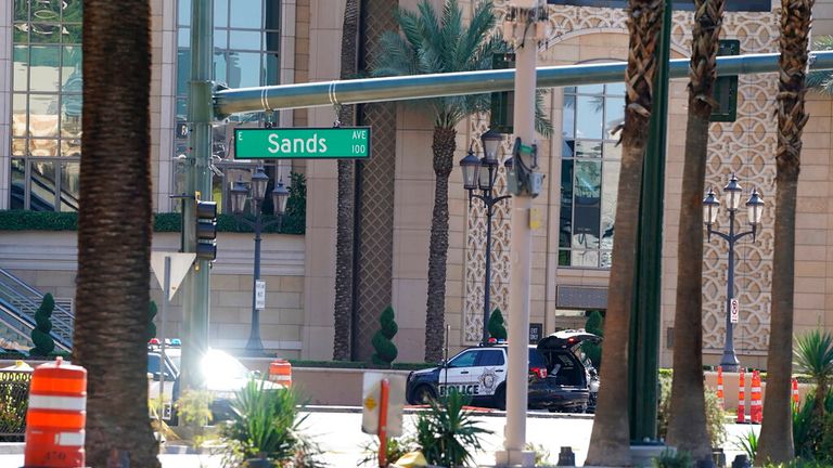 Police at the scene on the Las Vegas Strip Image: Las Vegas Sun/AP 