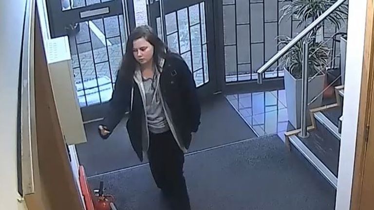 CCTV of Leah Croucher arriving for work the day before she went missing