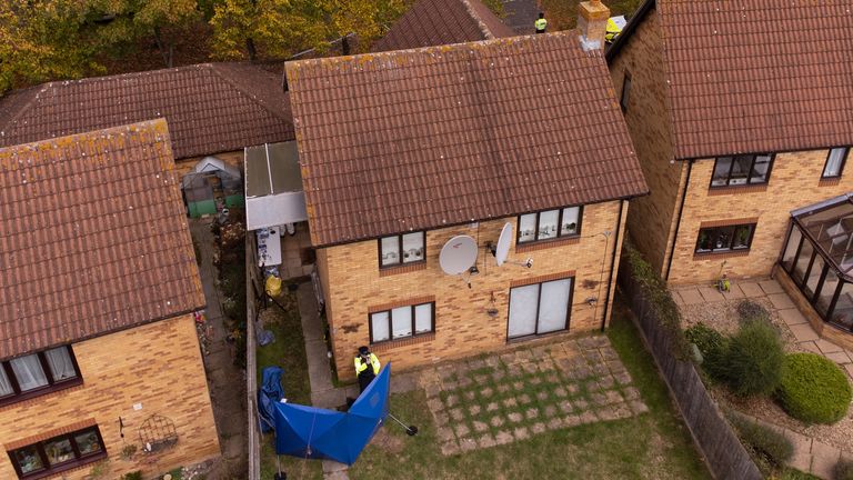 An aerial view of the rear of a property in Loxbeare Drive, Furzton, Milton Keynes