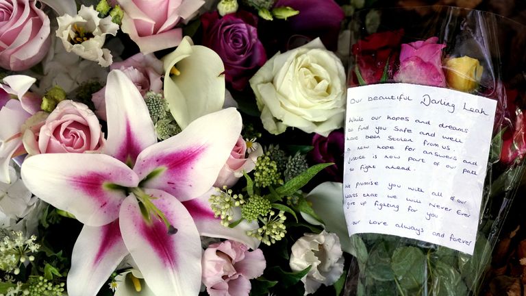 A tribute left near a property in Loxbeare Drive, Furzton, Milton Keynes