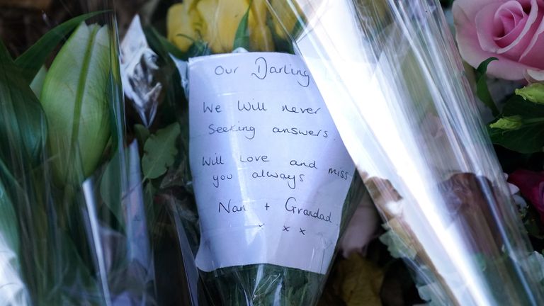 A tribute left near a property in Loxbeare Drive, Furzton, Milton Keynes