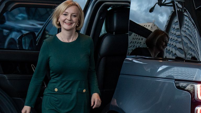 Liz Truss arrived at the Tory Party conference on Saturday evening