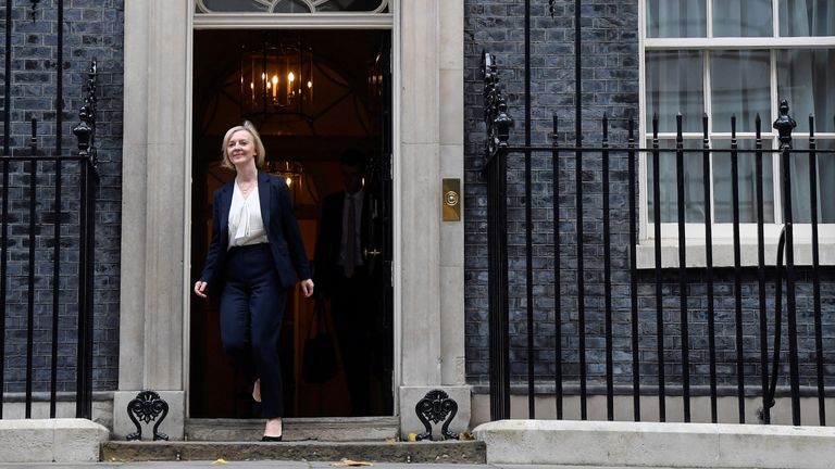 British Prime Minister Liz Truss leaves Number 10 Downing Street for the Houses of Parliament, in London, Britain, October 19, 2022. REUTERS/Toby Melville
