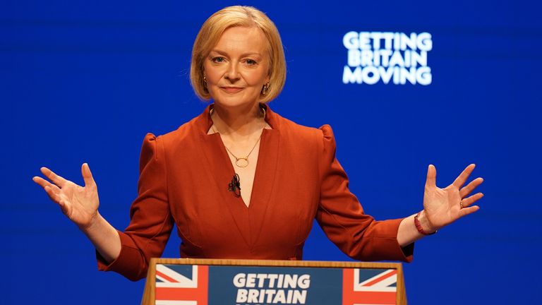 Prime Minister Liz Truss delivers her keynote speech at the Conservative Party annual conference at the International Convention Centre in Birmingham. Picture date: Wednesday October 5, 2022.