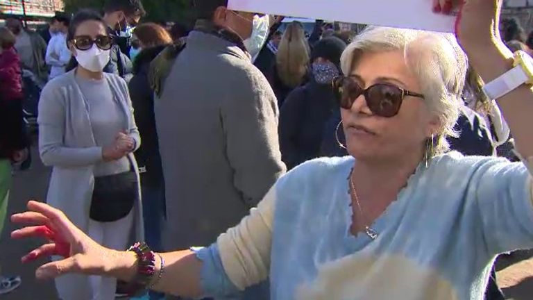 protesters in London at Iran demo