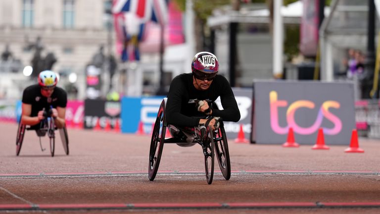 Switzerland&#39;s Marcel Hug wins The Men&#39;s Elite Wheelchair race