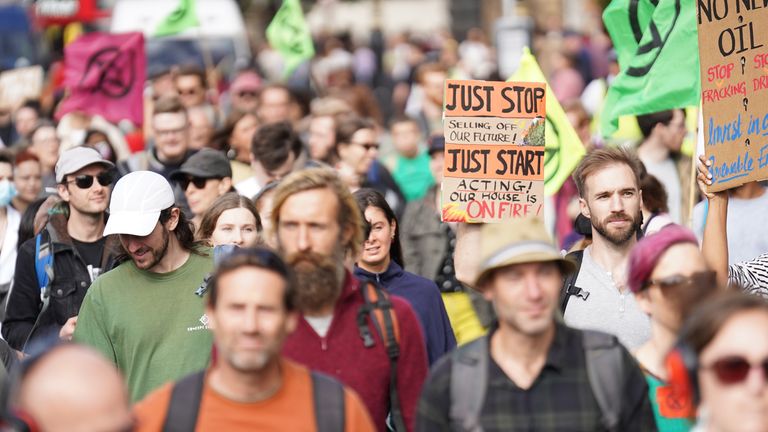 Climate protesters marched in central London on Saturday