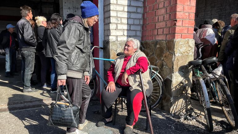 Women waiting for aid